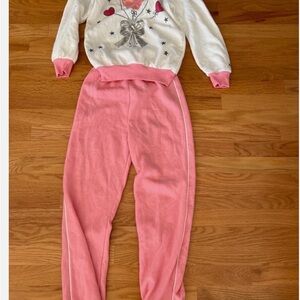 Vintage Joggles Pink and White Sweatshirt and Pants Set girls 14